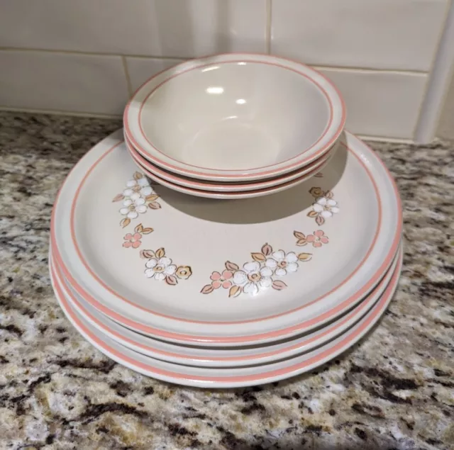 Vtg. Chantilly Fleur De Bois Stoneware 10 3/4" Hand Decorated Plates & Bowls