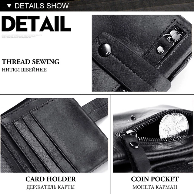 ​​Men's Genuine Leather Wallet RFID Bifold Slim Credit Card Holder Pocket Purse 4