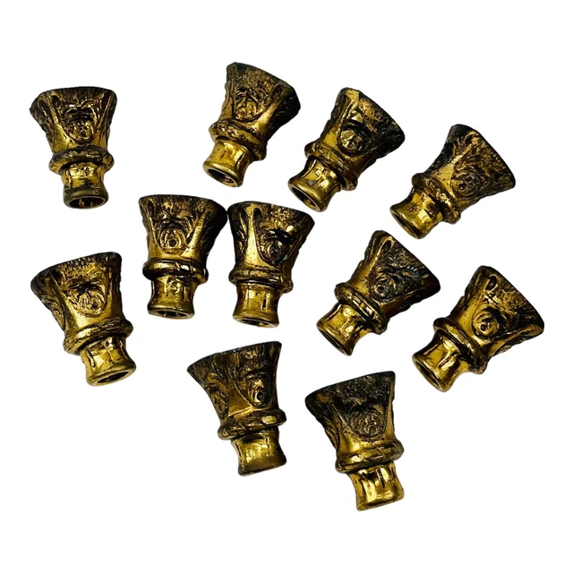 11 Ornate Brass Candle Socket Holders Covers Chandelier Vtg Spain Lamp Parts