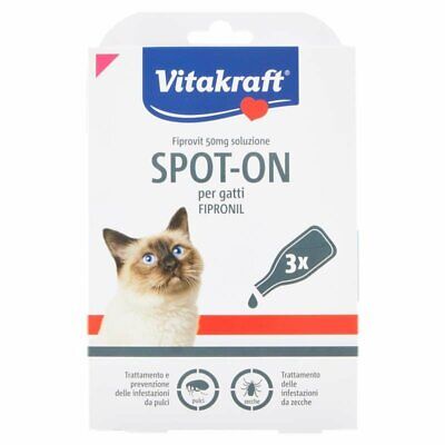 Antiparasitario Gato Vitakraft 3 Pipetas Antipulgas Spot En para Gatos Fipronil