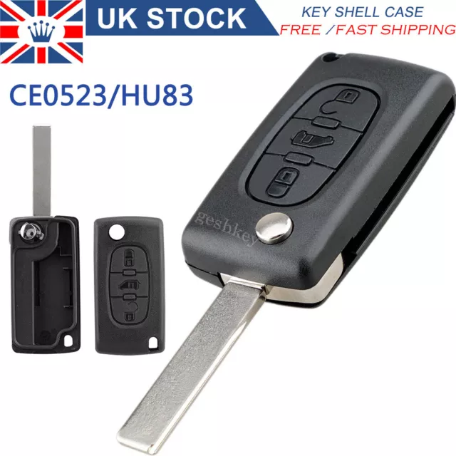 for Peugeot Expert Citroen Dispatch Van 3 Button Flip Key Fob Case Shell CE0523