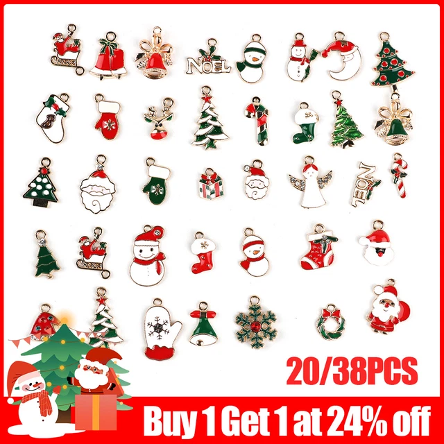 Christmas Enamel Charms Pendants Xmas Jewellery Earrings Bracelets Gold Mix