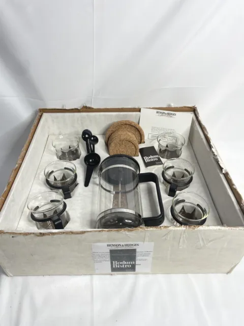 Vintage Bodum Bistro K1590 Coffee Maker French Press Set Cups Creamer Sugar