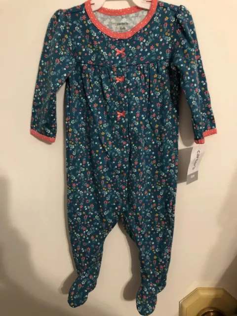 NWT Carters Toddler Girls Footed  Pajamas Sleeper Size 6 MONTHS  FLORAL PRINT