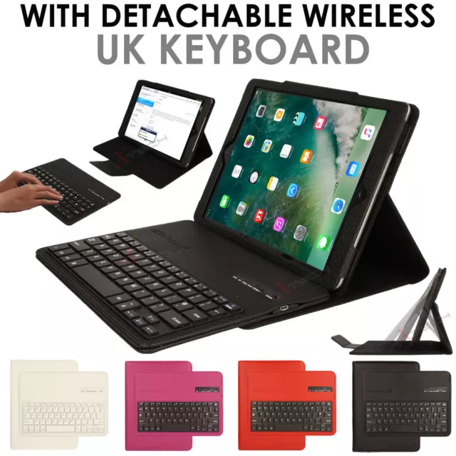 For Apple iPad 9.7" Bluetooth UK QWERTY Keyboard PU Leather Case with Stand