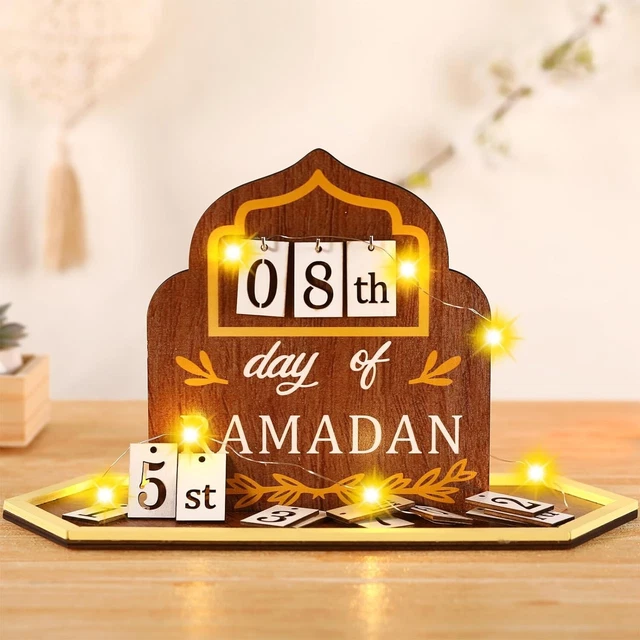 RAMADAN ADVENT CALENDAR with LED Light Wooden Countdown 2024 Eid Gift