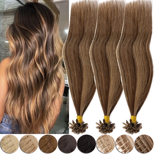 Premium Pre Bonded Keratin Nail U Tips 100% Remy Human Hair Extensions Highlight
