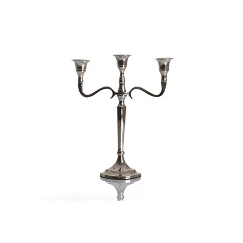 3-armiger Candelero de Metal - En Estilo Barroco - Color Plata - Muy Buena