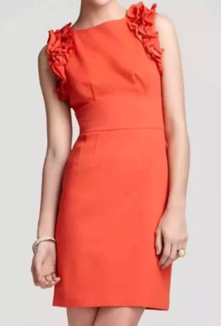 Trina Turk Ponte Ruffle Sleeve Sheath Dress Orange Size 6