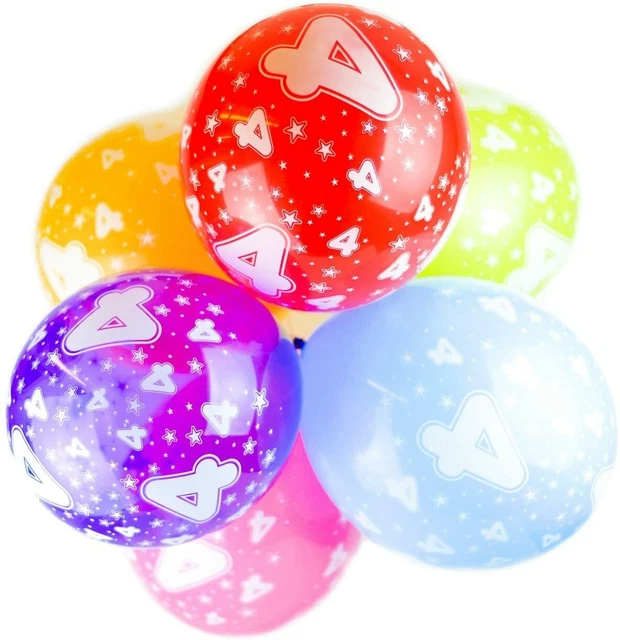 4th Compleanno Palloncini - 10 Età 4 per Bambini Decorazioni Festa Ragazzo
