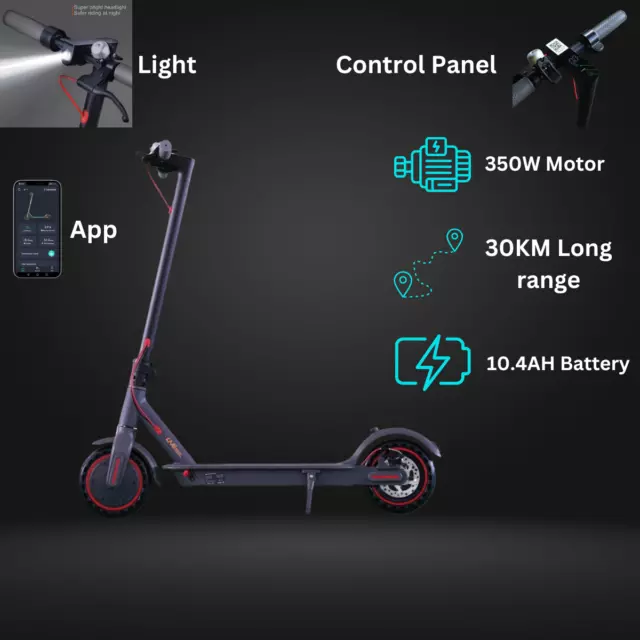 VPro Electric Scooter 350W Long Range 30KM /H Fast Big 10.4AH Battery E Scooter