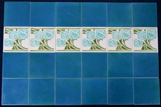 Germany  Antique Art Nouveau Majolica 24-Tile Set C1900