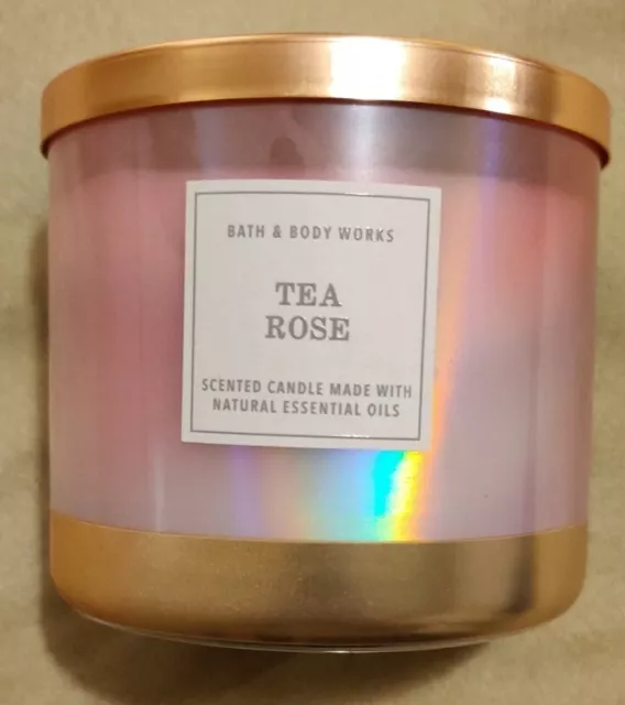 BATH & BODY Works TEA ROSE 3wick scented candle 14.5 oz Jar 21.50