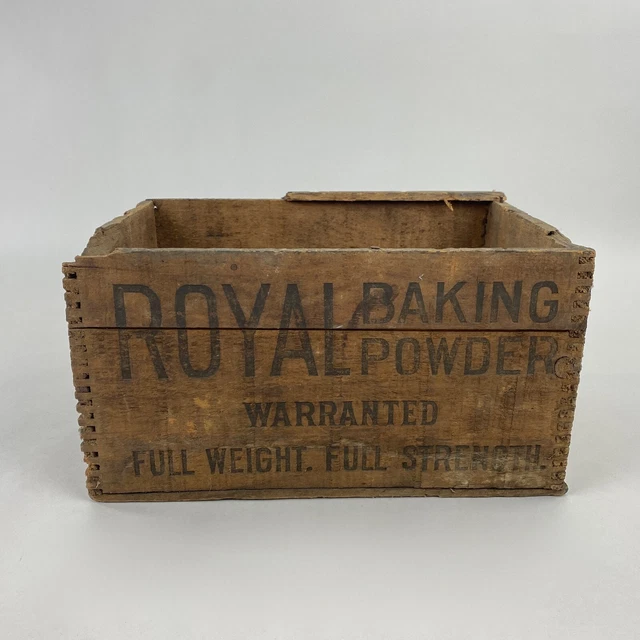 Vintage Wooden Advertising Crate Royal Baking Powder Wood Box Distressed