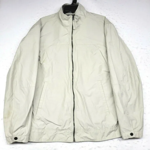 Timberland Jacket Mens XL Beige Long Sleeve Full Zip Pockets Mock Neck