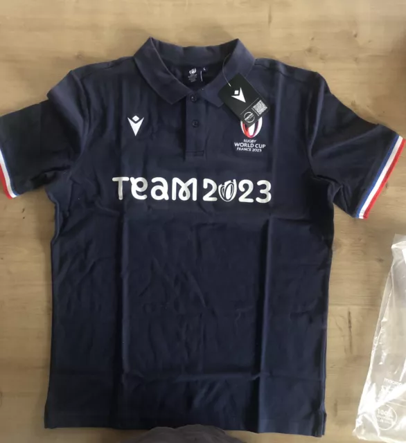 Polo Officiel Coupe Du Monde De Rugby France 2023 Team Macron Neuf