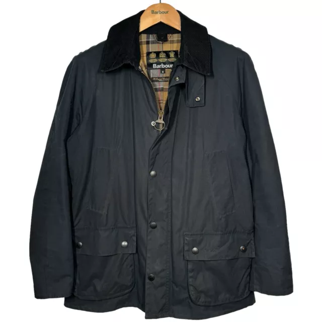 Barbour Ashby Wax Jacket Navy Mens Tailored Fit Size Medium 40