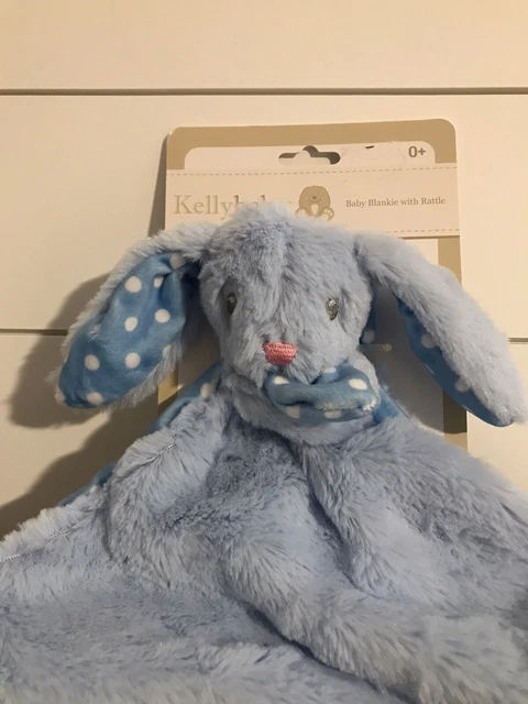 Kellytoy Kellybaby Lovey Blue Bunny Visón Lunares NUEVO Sonajero de Peluche de Pascua