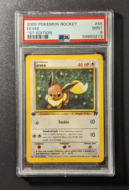 1st Edition Eevee 55/82 - Team Rocket WOTC Pokemon Card PSA 9 MINT