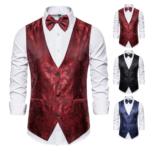 Gilet Cerimonial Activities Collo a V Abito Gilet Stampa Vintage Uomo per Formale