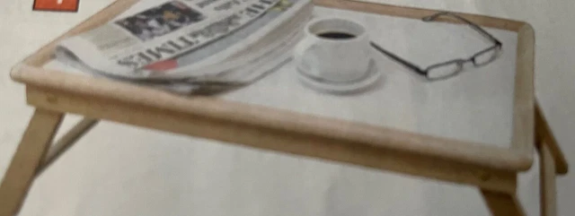 Bandeja de cama ajustable inclinable bandeja versátil a 45 ángulos - blanco y acabado de madera claro