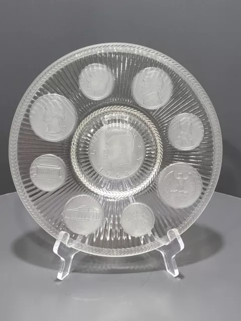 Vintage Imperial Glass 1964 US  Crystal Coins, 9" Collector Plate