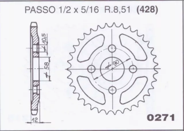 Engrenage - Rear Sprocket - pour Honda NX125 1989 1990 - Chiaravalli 0271 Z50