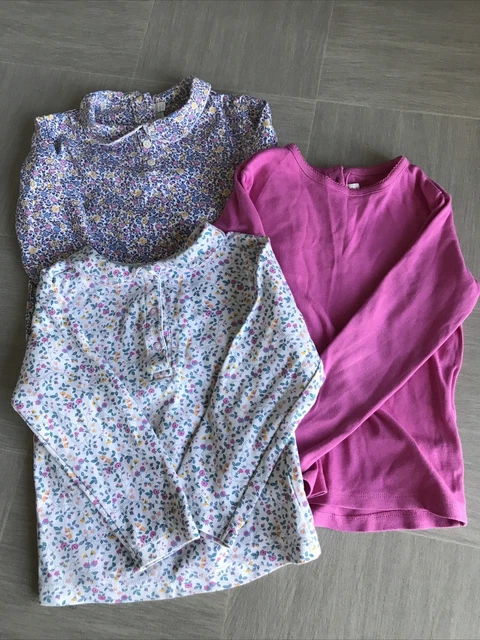 JOJO MAMAN BEBE AGE 4-5 TWO TOPS & a T-SHIRT Pink/Floral Long sleeve Cotton VGC