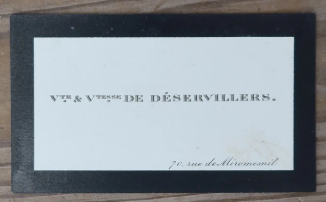 Carte de visite NOBLESSE VICOMTE & VICOMTESSE  DE DESERVILLERS   visit card  12