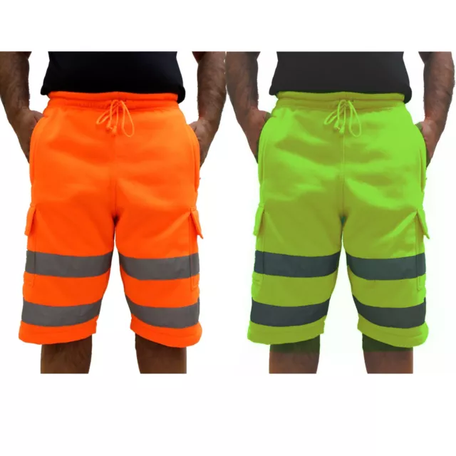 Hi Vis Viz Fleece Shorts High Visibility Reflective Tape Security Work Bottoms