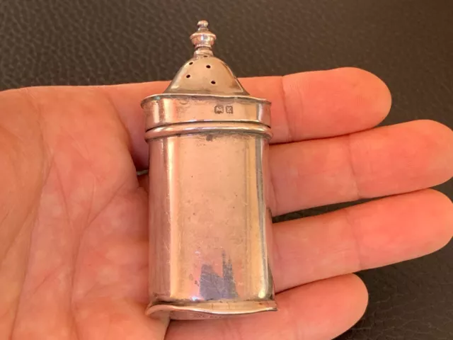 Antique Solid Silver Cobalt Blue Glass Liner Salt Paper Sugar Caster Shaker 1934
