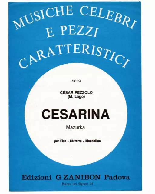 Spartito musicale Cesarina Mazurka linea melodica e accordi per fisarmonica