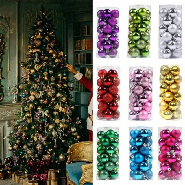 24Pcs Christmas Tree Balls Ornaments Home Decor Baubles Xmas Party Wedding 6cm