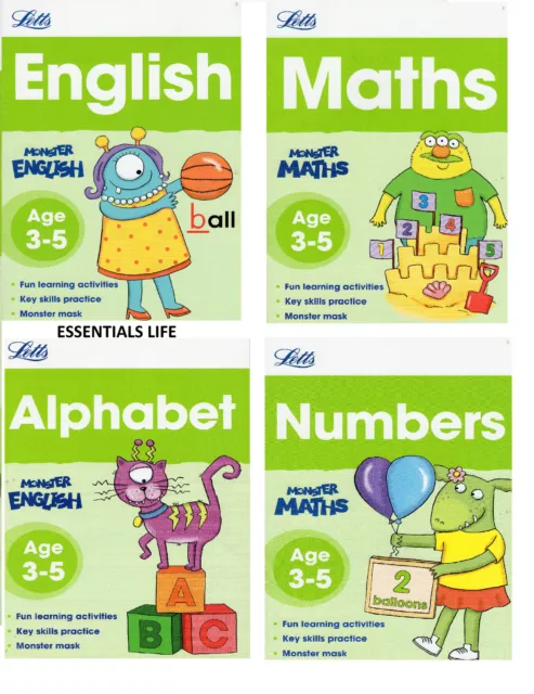 Letts Preschool books Educational Books Maths English Alphabet Numbers Age 3+