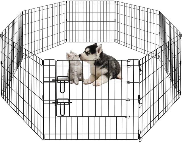 PEEKABOO Dog Pen Pet Playpen Dog Fence Indoor Foldable Metal Wire Exercise Puppy