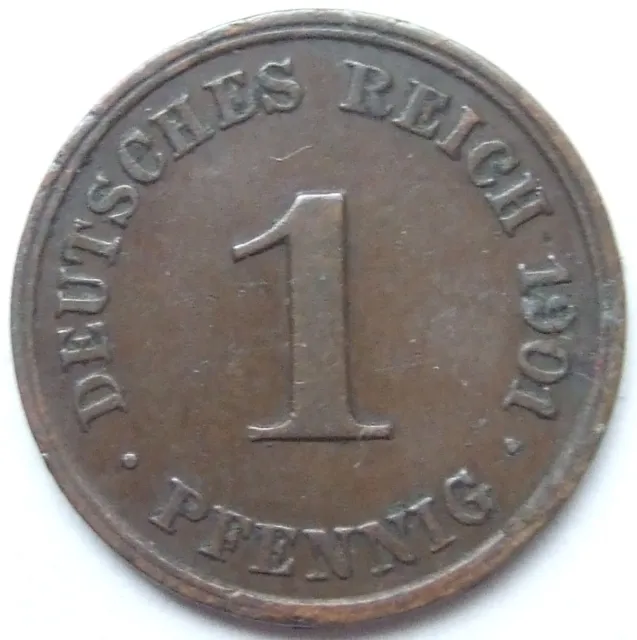 Moneta Reich Tedesco Impero Tedesco 1 Pfennig 1901 J IN Very fine
