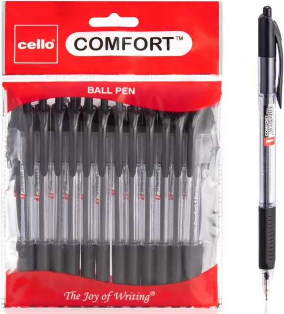 Bic-Cello Original Medium Retractable Ballpoint Pens Ball Point Biros Black Pen