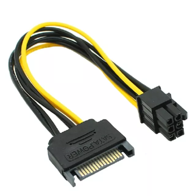 20cm 15-Pin to 6-Pin PCI for Card Power Cable Black + Yellow