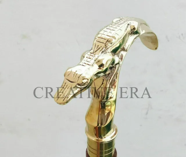 Victorian Solid Brass Cobra Head Only Handle Wooden Walking Stick Cane Handmade