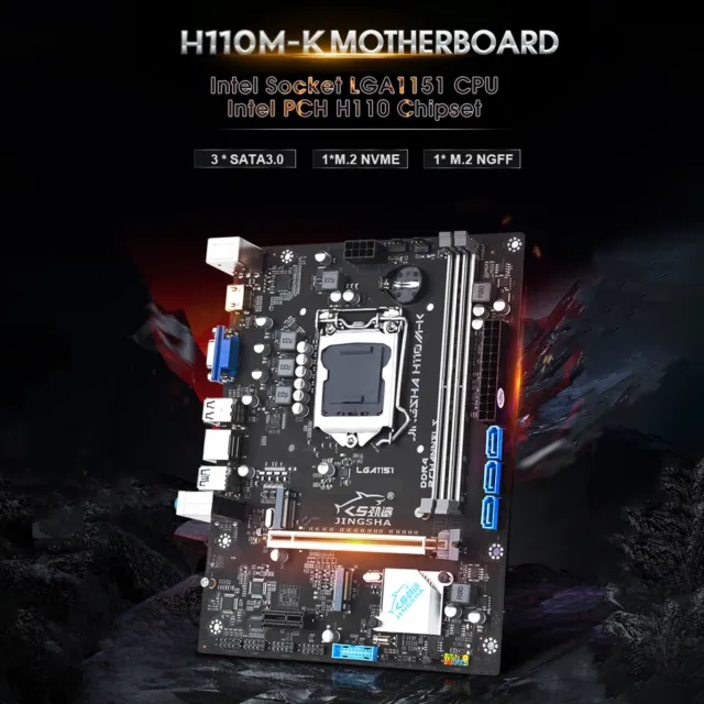 H110M-K Computer Motherboard DDR4 Memory LGA-1151 Processor M.2 Hard Drive Dual