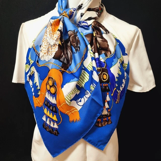 Foulard Carré Hermès 90 "Feria De Séville" En Soie - Ancien Et Rare - État Comme Neuf