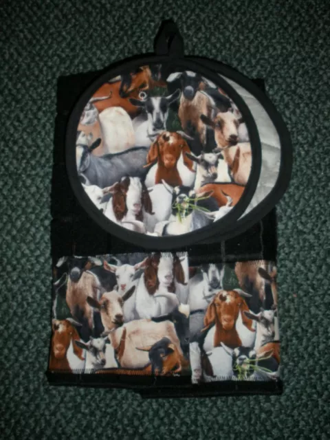 Goats kitchen towels and potholders
