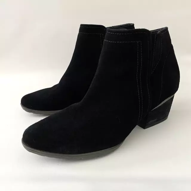 Blondo 8.5 M Booties Ankle Boots Womens Black Suede Zip Up Block Heel Shoes