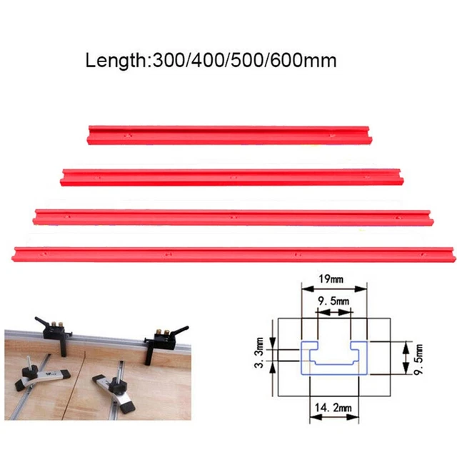Aluminum-Alloy T Pista Scanalatura a Mitra BAR Falegnameria Jig Tool 300-600mm