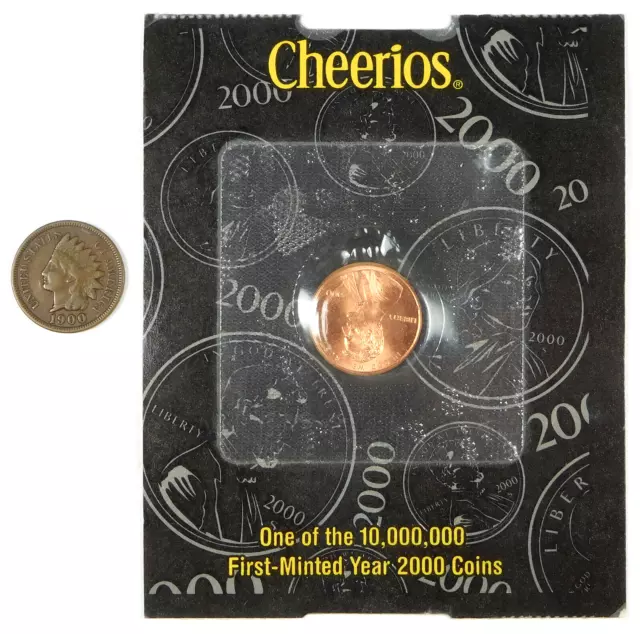 1900 Indian Head Cent and 2000 Lincoln Memorial Cent in Cheerios Promotion