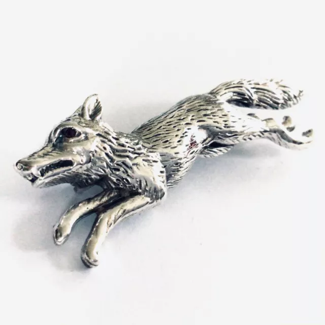 Spilla Spilla Animale Volpe Corrente Argento Sterling Antico Vintage Stile