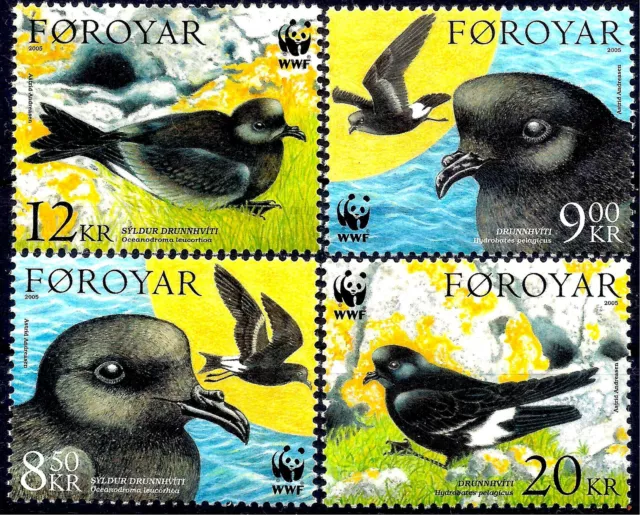 Faroe Islands 2005 WWF Storm Petrels Sea Birds Nature Conservation 4v set MNH