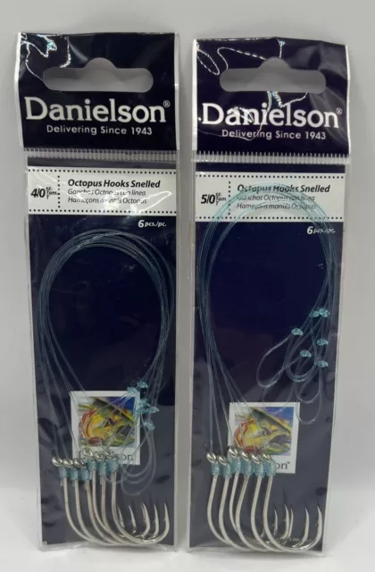 Danielson 4/0 And 5/0 Snelled Octopus Hooks 6pks Lot Of 2 NIP