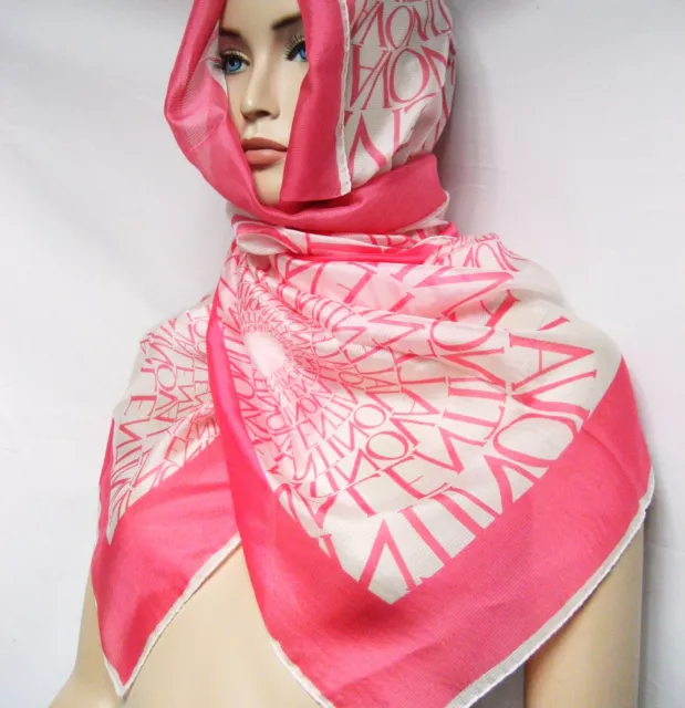 ITALY VALENTINO SETA Silk 26"x69" Women Scarf Wrap Shawl Lady Pink Gorgeous NWT