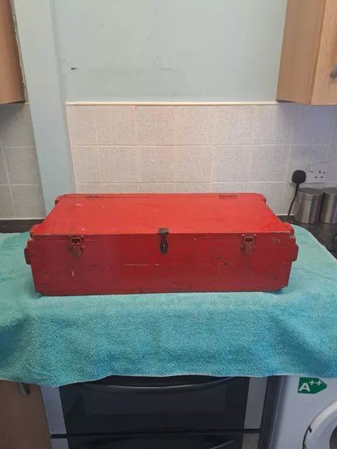 Vintage red Carpenters / Joiners Wooden Tool Box Carry Case